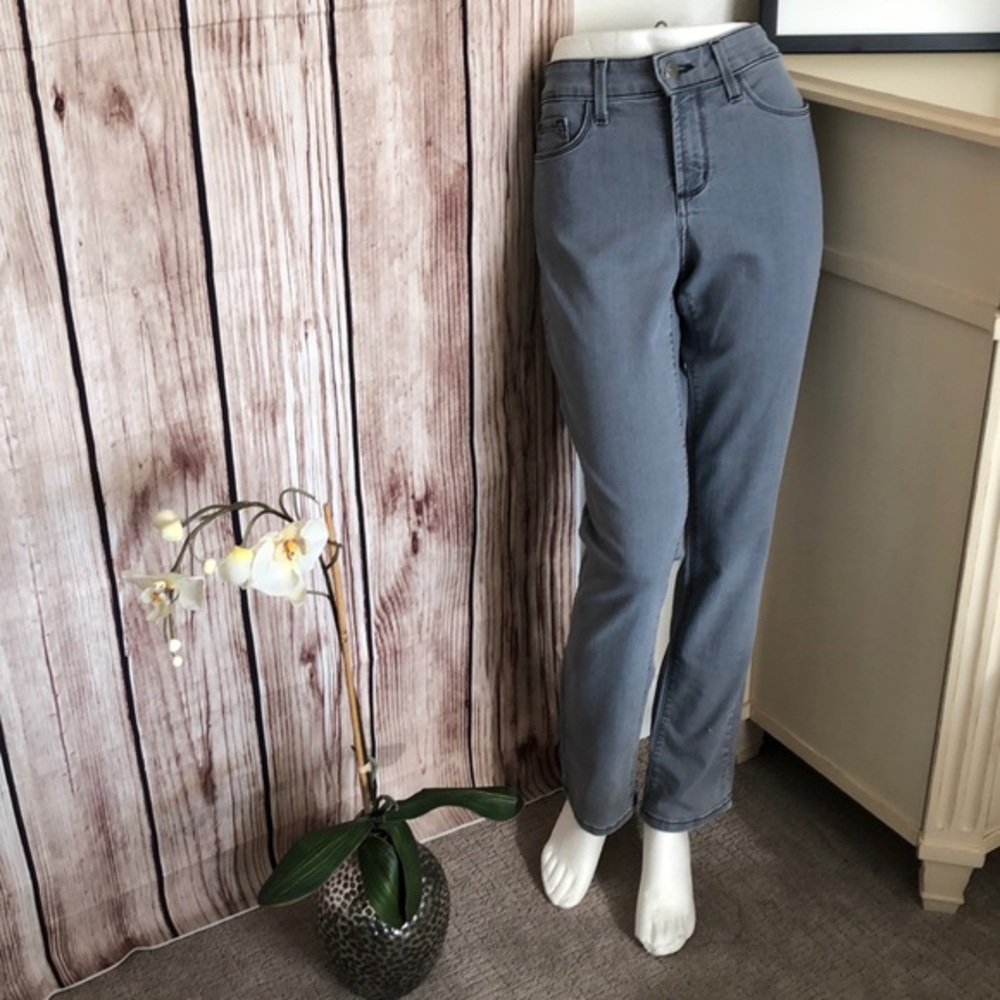 NYDJ Slimming Mid-rise Soft Cotton Stretchy Skinny Jeans Cool Grey Sz 4